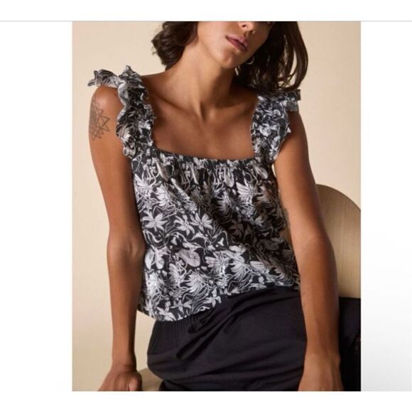 St. Roche Flowy The Woodrow Top Black/White Floral NWT Size 8 - Picture 1 of 5